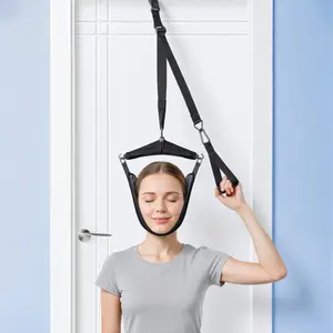 Portable Home Door Cervical Traction Device, Safety Buckle, Neck Extender, Posture Strap, Breathable Mesh Fabric, Relieves Neck Pain