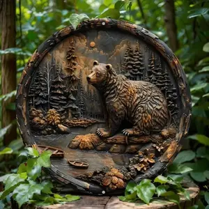 Aluminum Forest Black Bear Sign for Home Garage Cafe Bar Living Room Wall Decor Decorative Plaque Great Gift Idea