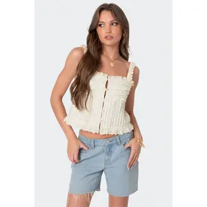 Hera Button Front Ruffled Top