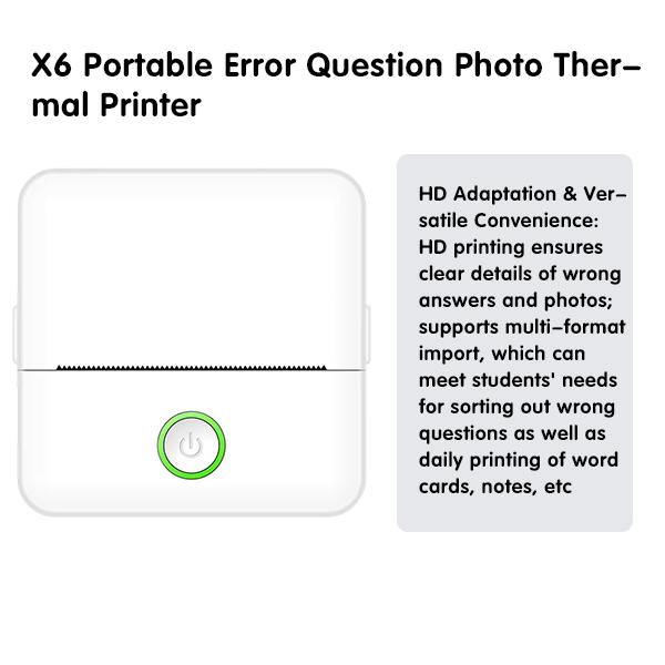 1 Count Portable Mini Printer,USB Rechargeable Bluetooth-compatible Thermal Printer with 5 Rolls Paper, Compatible with IOS & Android, Office Supplies,Pocket Printpod for Phone,Very Suitable for Holiday Gifts,Christmas Gifts,birthday Gifts,children