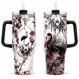 Sl3ep T0ken Tumbler 40oz 30oz, Dark Floral Black Bird Music Fan Cup, Gothic Worship Aesthetic Travel Drinkware With Handle, Alternative Metal Band Gift For Men Women, Not Including The Straw Water Bottles Bottle