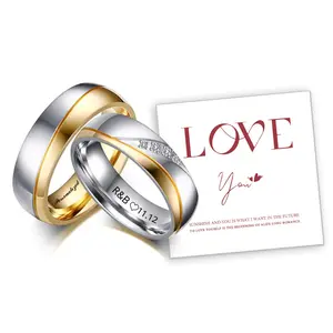 Personalized Name Promised Wedding Rings for Lover Couple Men Women Stainless Steel Engagement Party Gifts