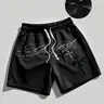 Godspeed Cursive Script Slogan Shorts, Towel Embroidery Cross Shorts, Gothic Style, Casual Summer Shorts, Unisex Loose Fit Baggy Oversize, Casual Black Shorts, Party Nightclub, 2026 New Streetwear, Y2K Trendy Brand Cross Classic Shorts