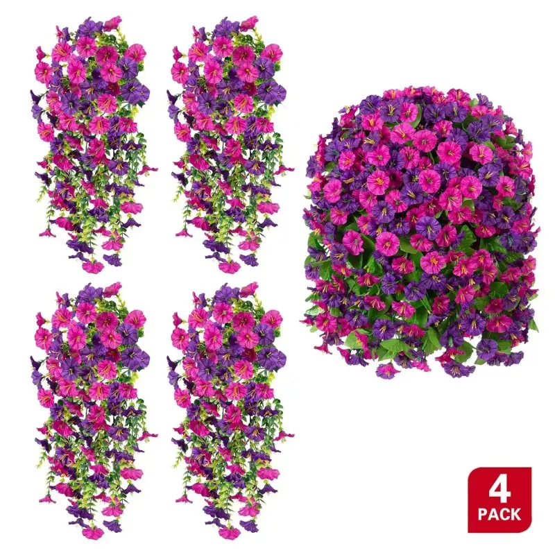 4 Pcs Realistic Faux Daisy-Silk Mum Flowers with Eucalyptus Leaves - Home Decor Items, Plants for Outdoor Garden Pot, Front Porch, Garage, Study Decoration