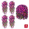 4 Pcs Chic Realistic Silk Mums with Eucalyptus Leaves - Box-Pack Artificial Flower Stems, Plant Pattern Faux Decor for Garage, Bedroom Daily Home Decor