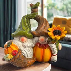 Harvest Festival Outdoor Resin Gnome Figurine Garden Decoration, Cute Miniature Dwarf Statue for Yard Decor, Unique Craft Gift Idea