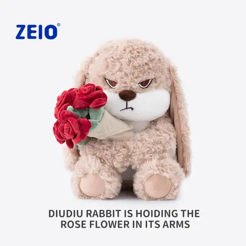 【ZEIO】RoseDiuDiu rabbit plush toy rabbit doll cute rabbit baby doll soothing doll for boys and girls birthday gift, holiday gift, gift for giving