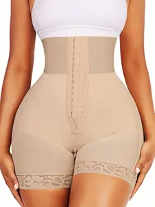 Women's Strapless Colombian Faja Body Shaper Shorts - Compression Shapewear with 3-Row Crotch Closure, Tummy Control, Butt Lifter, Lace Trim, Anti-Slip, Minimalist Basic Comfortable Style for Everyday Womenswear