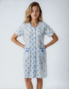 Women's Floral Nightgown with 2 Pockets, 95% Cotton Sleepwear in Colorful Pattern - Loungewear - Womenswear night gown women