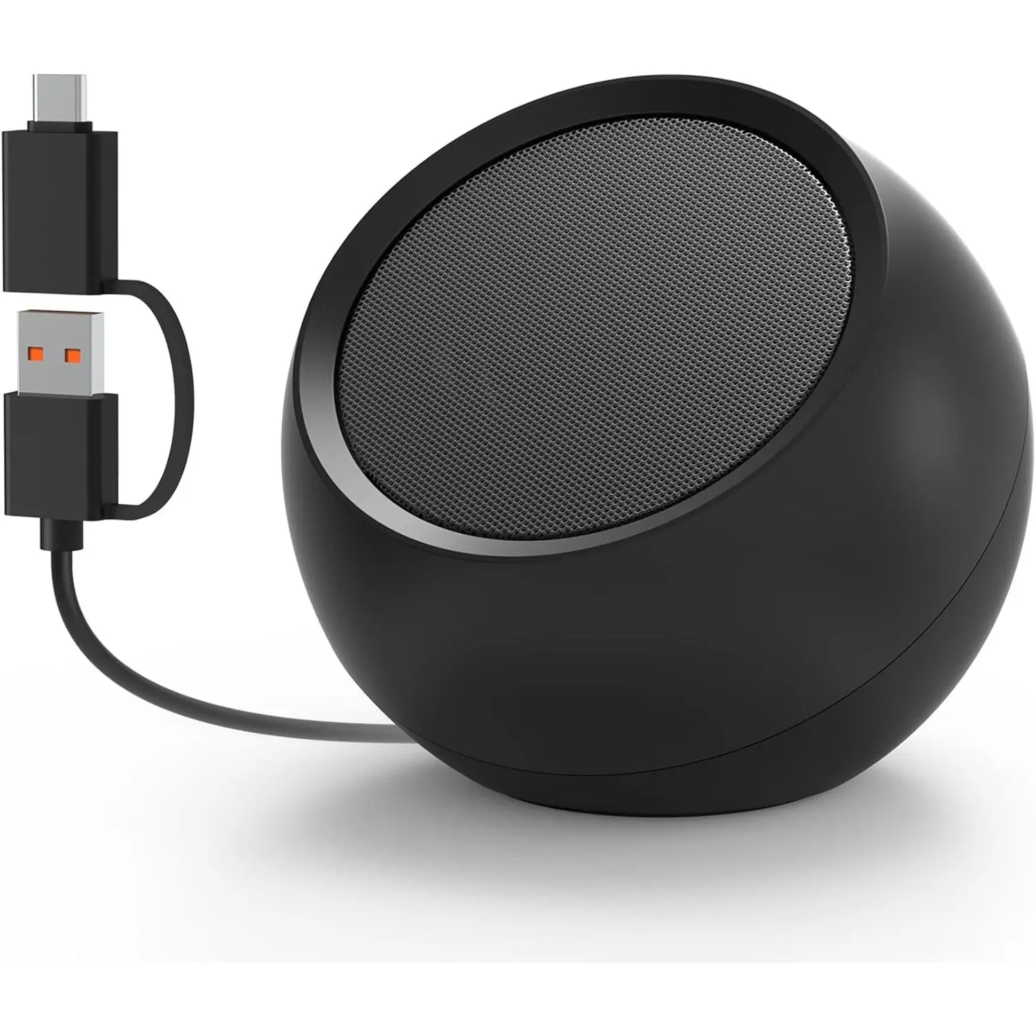[Single] Computer Speaker for Desktop PC, USB-, Plug-n-Play, Wired, External Speaker for Laptop, with -Clear Sound, Loud Volume, Rich Bass, Built-in USB-C Adapter for Full Compatibility