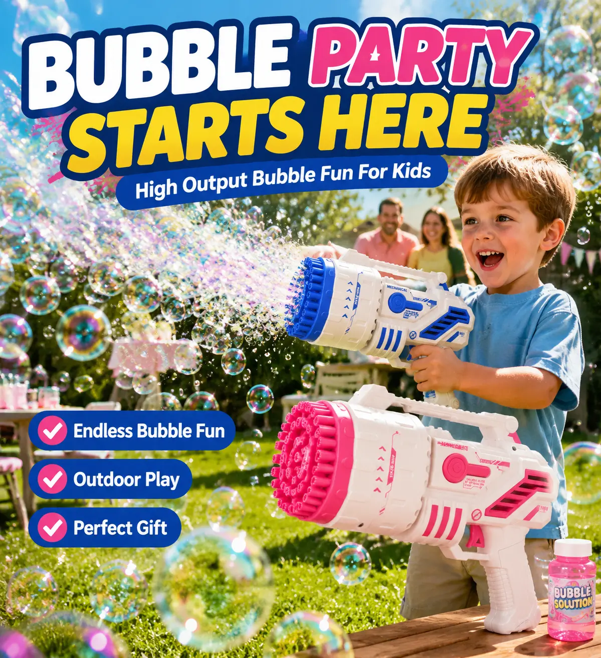 69-Bubble Hole USB Rechargeable Battery-Powered Plastic Bubble Machine for Boys/Girls with Colorful Lights, Large Capacity Output, Outdoor Decompression Toy, Suitable as Party Gift for Ages 4+ Yrs