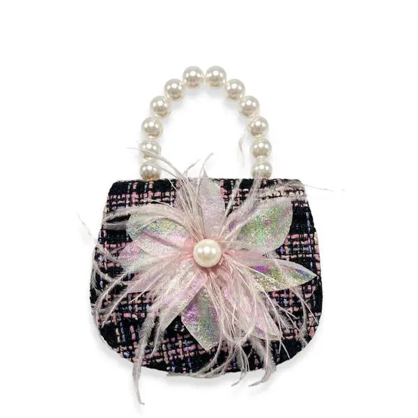 Feather Floral Tweed Purse