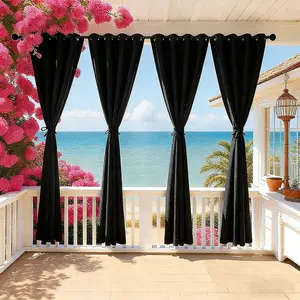 Set of 4 Total Blackout Energy Saving Room Divider Curtains, Heat Insulation, Noise Reduction & Thermal Insulation, Modern Style with Metal Grommets, for Living Room, Bedroom and Patio Curtains