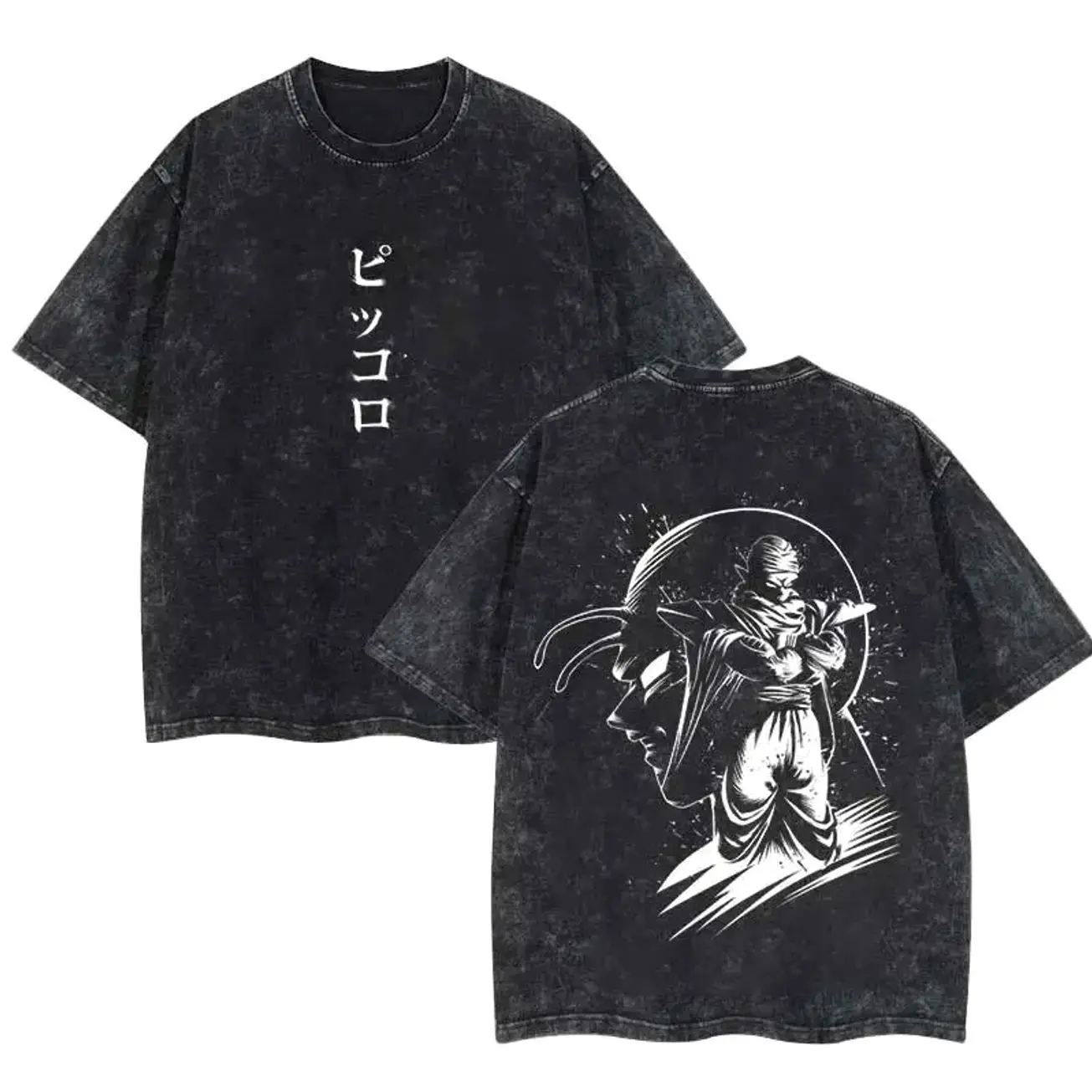 Retro Washed Cotton T-Shirt Anime Vintage Piccolo Graphic T-Shirt Dragon Ball Cotton Tee Unisex Crewneck Short Sleeve S-4XL-5XL Shirt Streetwear Style for Men & Women, Casual Manga Top Perfect Gift for Anime Fans NZI