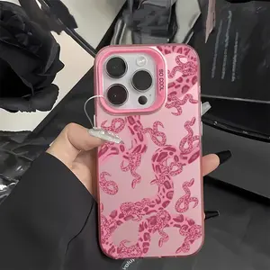 Pink Leopard snake Pattern Acrylic TPU mobile phone case applicable for iPhone 16ProMax 15 14 13 12 11 Plus cases durable shockproof protection urban sophisticated phone case cute nic natalie reynolds mosnovo  protective case