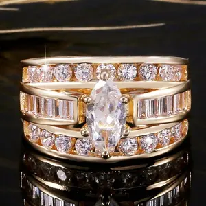 Shining Elegance Cubic Zirconia Decor Ring - Wedding/Engagement/Promise/Bride Eternity Ring - Anniversary/Valentine's/Christmas Gift with Unique Design