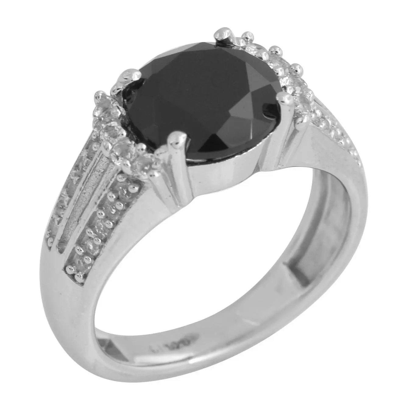 Affinity Gems Black Spinel & White Topaz R ing,Sterling