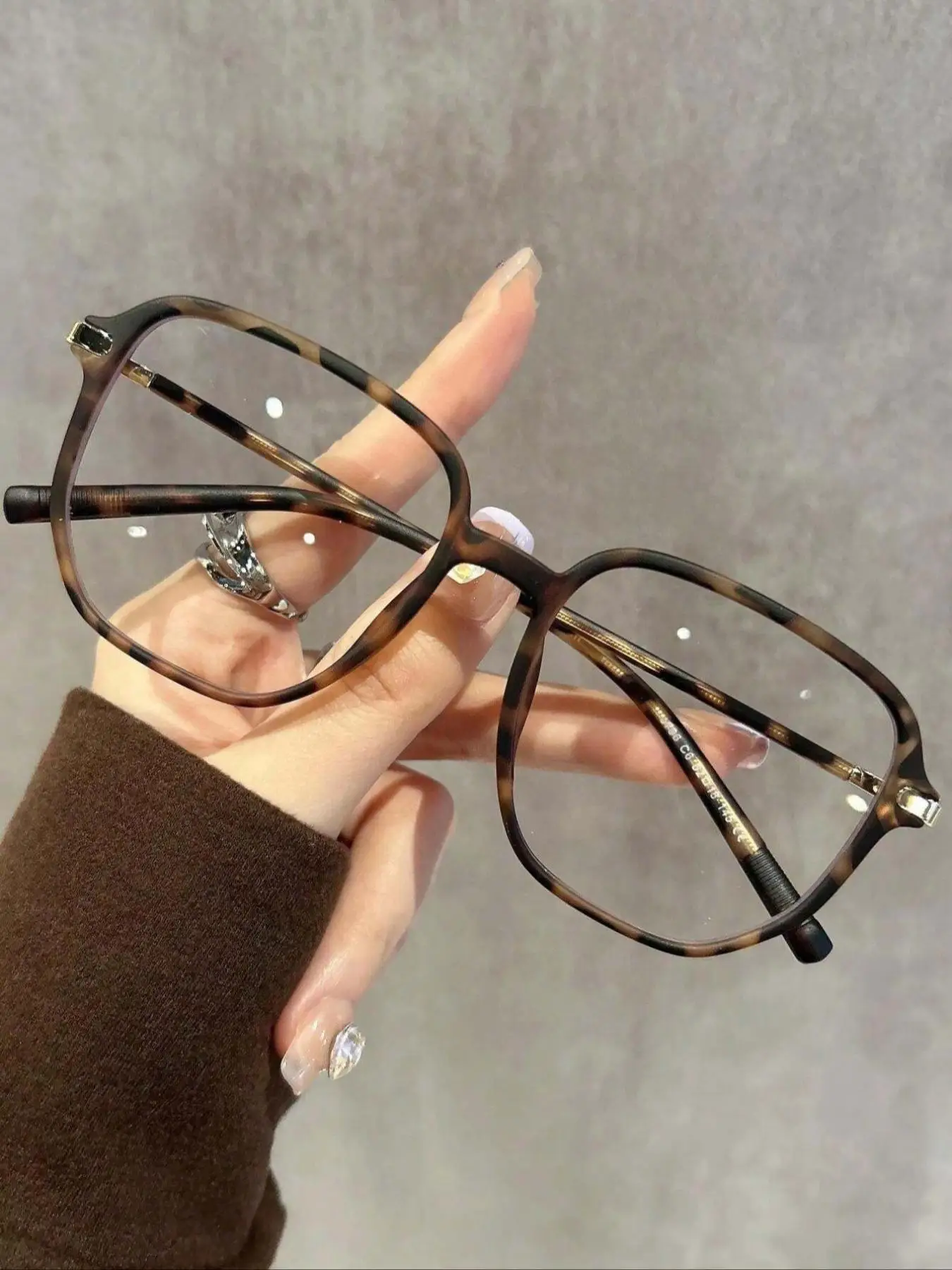 Simple Anti-blue Light Square Frame Eyeglasses for Women, Fashion Tortoiseshell Pattern Eyeglasses for Work, Daily Clothing Decor, Perfect for Student