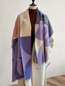 Women's Floral Pattern Scarf with Fringe Decoration, Thick Woven Fabric for Fall & Winter, Casual Fashion Accessory for Women & Girls, Floral Print Scarf