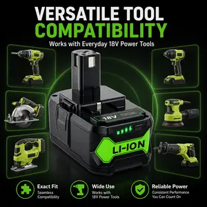 P108 18V 8.0Ah Replacement BatteryCompatible with Ryobi ONE+ 18 VoltCordless Power Tools, High CapacityLithium lon Battery for P102 P103 P104P105 P107 P109 P190 P191, Fast Charge,LED Indicator