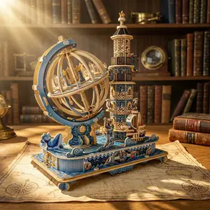 Steampunk Airship Wooden Craft Kit - 3D DIY Mechanical Woodwork Model, Vintage Hobby Building Set & Unique Desk Decor Gift for Adults