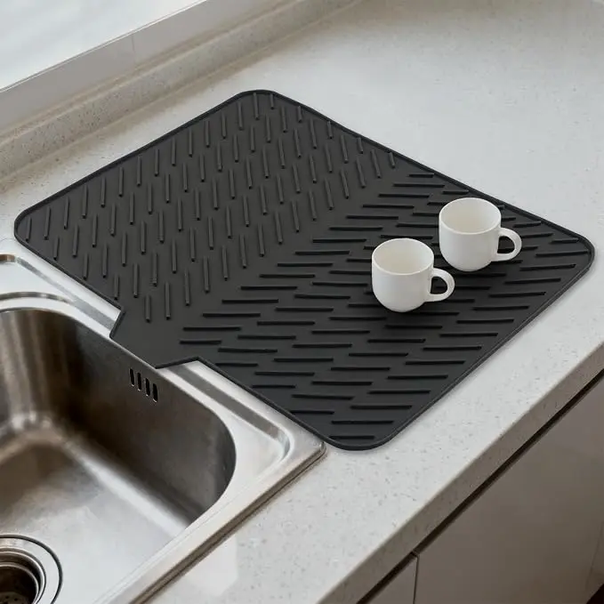 Kitchen Sink Mat - Black Non-Slip Rubber Mat for Sink and Counter - Durable and Easy to Clean - Perfect for Daily Use