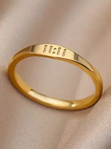 Minimalist Golden Stainless Steel Number Ring 11:11 Ring for Women Men, Versatile Punk Style Statement Jewelry Gifts, Non Tarnish Jewelry, Trendy Jewellery Accessories, No Tarnishing
