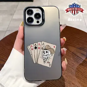 Cowboy Skulls Cards Case for iPhone 15 Pro 16 16E 14 Plus 13 12 11 Promax X XS Max XR xsmax IMD Hybrid Plate Scratch-resistant Rugged Durable Smartphone Cover for Boy