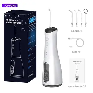 Cordless Water Flosser (300 mL) — 4 Pressure Modes and 5 Nozzles | A portable oral care device suitable for braces wearers and travel, providing deep cleaning, cordless and portable