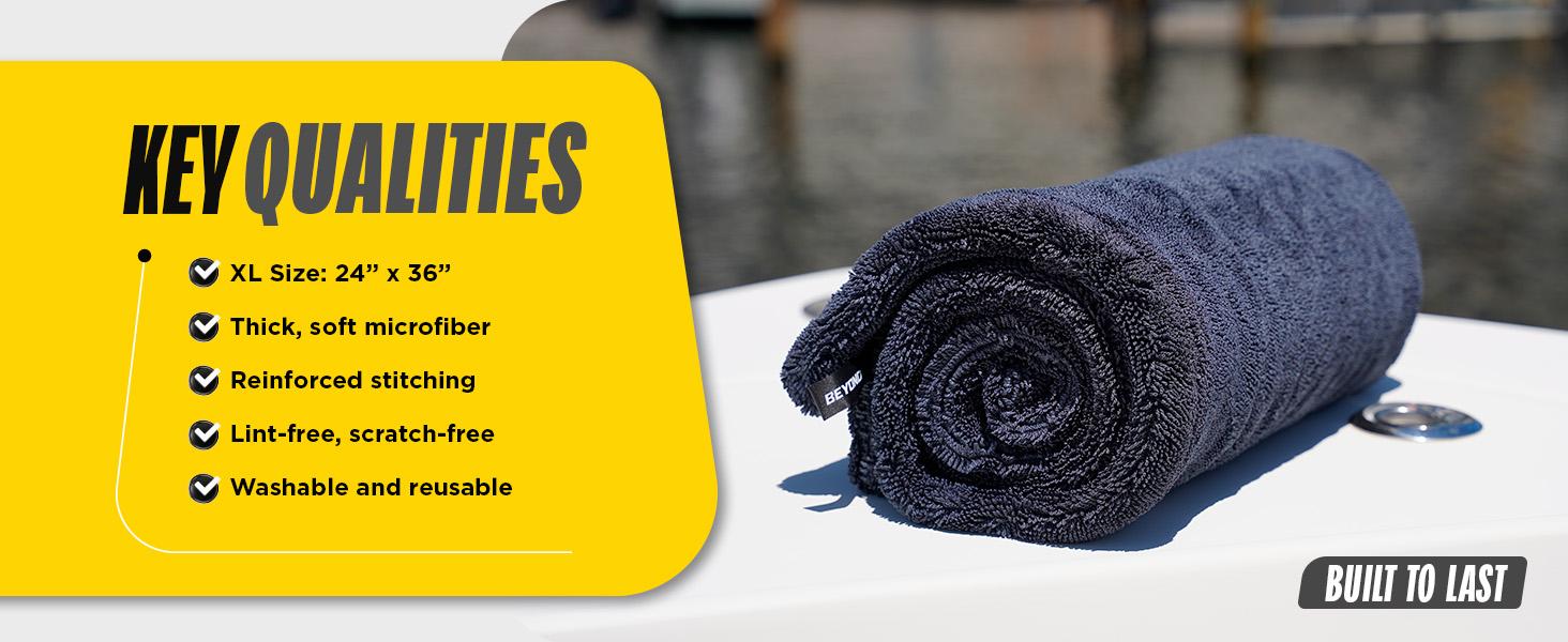 Beyond Drying Towel - Premium Car Drying Microfiber - Large & Super Absorbent - Detailing Towel for Cars and Boats - One-Pass Scratch Free Cleaning Towel - 24 x 36 Black Beyond Drying Towel - Premium Car Drying Microfiber - Large & Super Absorbent - Detailing Towel for Cars and Boats - One-Pass Scratch Free Cleaning Towel - 24 x 36 Black