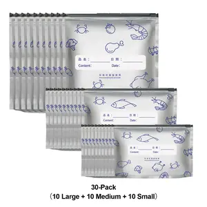 Resealable Aluminum Foil Storage Bags 30PCS, 3 Sizes Stand-Up Zip Lock Pouches, Lightproof Moisture-Proof Food Saver Bags for Snacks Spices Meat Vegetables Dried Foods