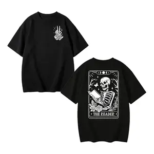 The Reader Tarot Card Front And Back Printing Shirt, Skeleton Reading T-shirt, Book Lover Gift For Women, Book Lover Tee, Tarot Card Shirt