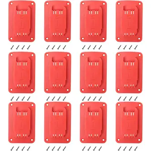 12packs Tool Holder For Milwaukee M18 &  20v,Wall Mount Drill Holder with 48 Screws (red)