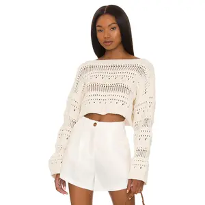 Tularosa Francis Open Stitch Cropped Pulllover in Ivory