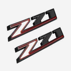 2Pcs For Silverado Z71 Emblems 2019-2021 3D Raised Fender Door Badge Black / Red
