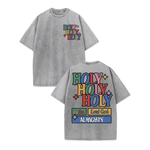 230G Double-Sided Washed, God Is Divine Printed T-Shirt, High-Quality Batik Retro Fashion Brand T-Shirt, Certain Thickness Suitable for Summer T-Shirts, Holiday Gifts