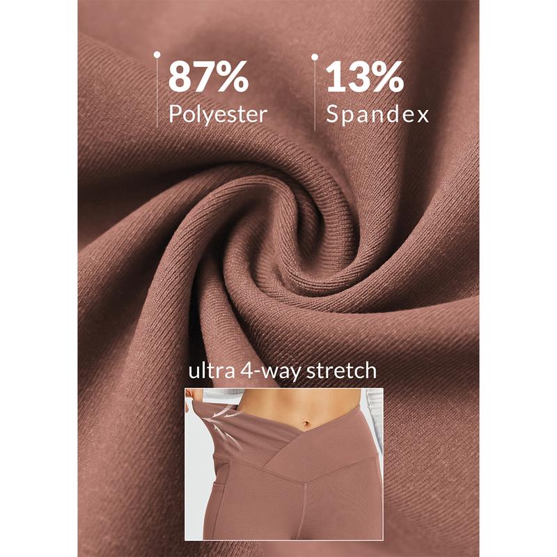 baleaf 29''/32''/34'' inseam Women Flare Leggings Crossover V-Cut Yoga Pants Flare Khakis High Waist Casual Workout Lounge Tall Bottom Pockets Petite Girls Forbidden Pants