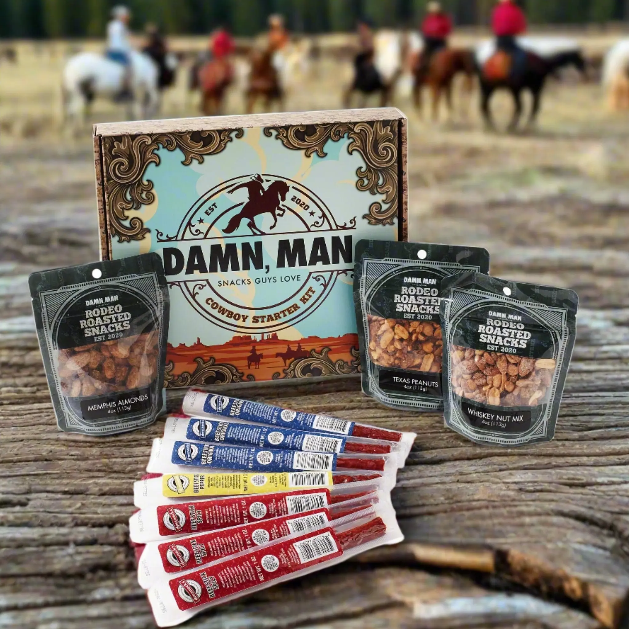 Cowboy Starter Kit Men's Snack Gift Box Set – BBQ Nuts & Beef Sticks | DM Snacks Gourmet Snack Box