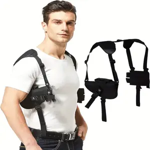 Universal Shoulder Holster for Concealed Carry, Fits Compact to Large Handguns, Adjustable Left & Right Hand Holster with Magazine Pouch