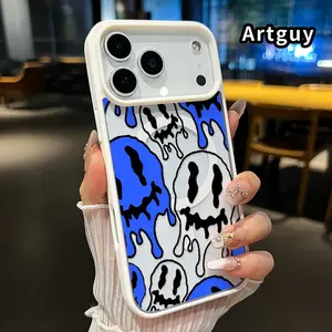 Magnetic Phone case for iPhone 17 16  Pro Max Plus 15 14 13 12 11 Air E Twisted smiley face Pattern Non-Yellowing Shockproof Soft Silicone Transparent Acrylic Cover Supports Wireless Charging