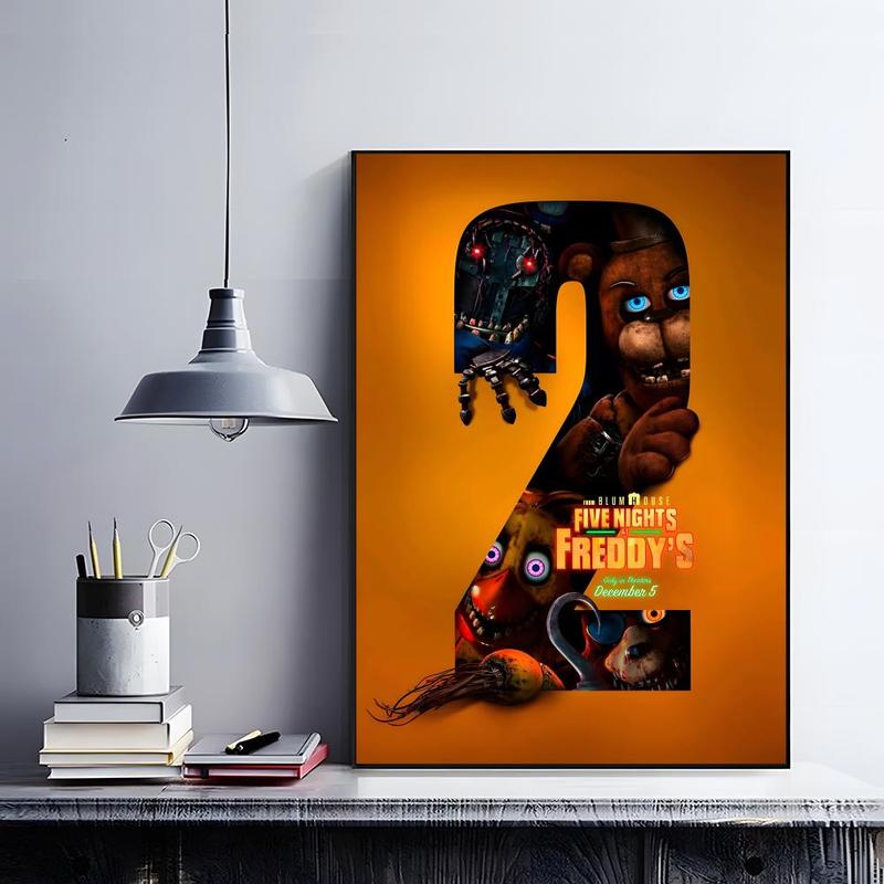 Iconic Horror Survival Game Franchise F-Five Nights at Freddy's Poster HD self-adhesive fade-proof waterproof wrinkle-resistant poster stickers Wall Art suitable for living room bedroom dormitory cafe bar background decoration wallpaper and gifts