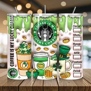 New 20 oz stainless steel Theme tumblers W/ Straw