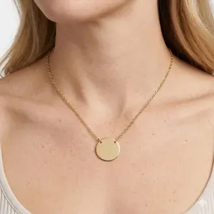Personalized Circle Necklace, 18K Gold Plated Custom Engraved Necklace