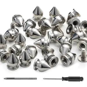 100 Sets Spikes and Studs 9.5MM Spikes for Clothing Metal Studs Rivets for Leather Punk Spikes Rivets Screw Back Studs and Spikes for Clothing Shoes Belts Bags Hats 3/8 Inch (Silver)