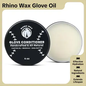 Rhino Wax -Baseball Glove Conditioner 4oz- Baseball or Softball Leather Glove Conditioner - Moisturizes, Speeds Up Break-in time, Improves Flexibility