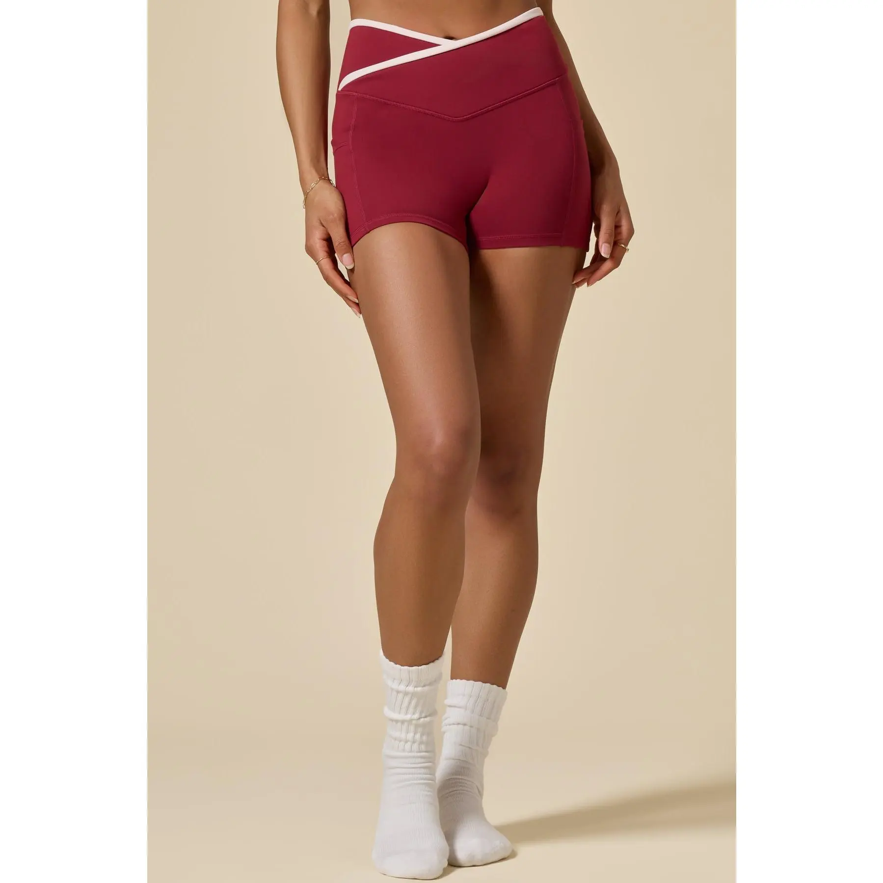 Crisscross Hourglass® Booty Short with Pockets - Ruby Contrast