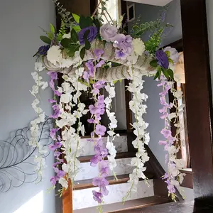 Floral Arrangement - Purple and White Suspended Arrangement - 17"x17" Square Base - 25" Length with Hanging Flowers - Decorative, Decorhttps://3sisterscraftsco.etsy.com