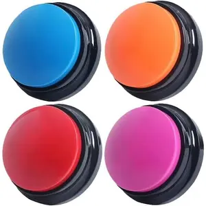 Voice Recording Button, Dog Buttons for Communication Pet Training Buzzer, 30 Second Voice Record and Playback, Funny Gift for Study Office Home 4 Pack Red/Blue/Rose/Orange pet  connection  communicator
