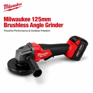 Milwaukee M18 125mm Brushless Cordless Angle Grinder Power Tool 9500RPM 5 Inch Disc M10/M14 Spindle For Metal Cutting Grinding Polishing Rust Removal Stone Masonry Work With Battery And  Charger Kit