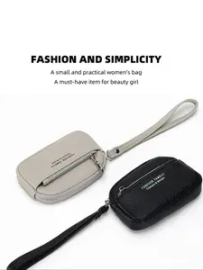 New PU Leather Mini Coin Purse Wallet for Women, Cute Card Holder with Keychain, Multifunctional Student Wallet, Compact Design